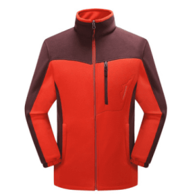 Cross-border Sources Of New Polar Fleece Warm Fleece Couple Cardigan Contrast (Option: Big red man-3XL)